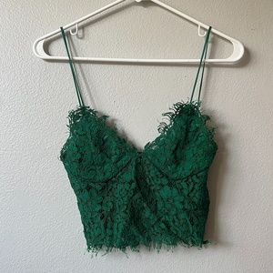 Zara Green Lace Cropped Cami | XS